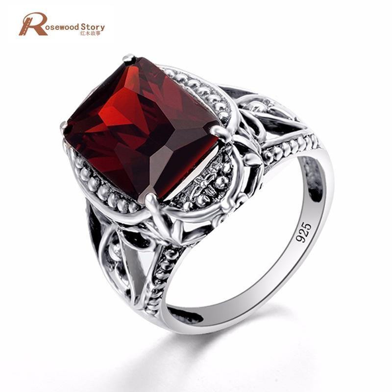 Planet Gates Garnet Stone Crystal Ring Solid 925 Sterling Silver Brand New For Women Hot Sale Fabulous Vintage Charm Gift Jewelry