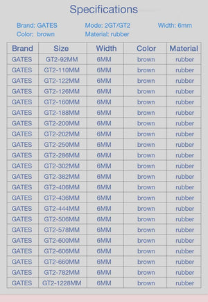 Planet Gates GATES-LL-2GT Closed Loop Timing Belt GT2 synchronous belt 6MM Fiberglass Reinforced Belt 3D Printer Parts for Ender3 cr10 Anet