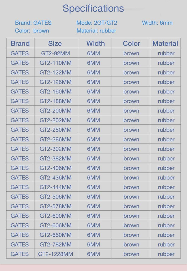 Planet Gates GATES-LL-2GT Closed Loop Timing Belt GT2 synchronous belt 6MM Fiberglass Reinforced Belt 3D Printer Parts for Ender3 cr10 Anet