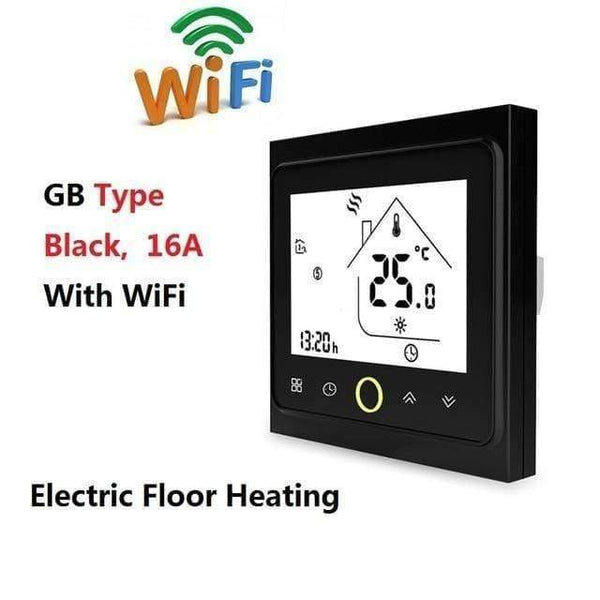 Planet Gates GB Black  (WiFi) AC95~240V WiFi Temperature Controller Electric Floor Heating Water/Gas Boiler Thermostat Works with Google Home Alexa