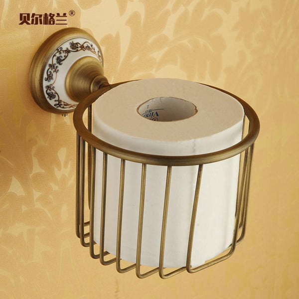 Planet Gates GE Ceramic Bathroom Products Round Base Brushed Accessories Set Antique Brass Bath Hardware Sets wall mounted anqtiue bathroom set