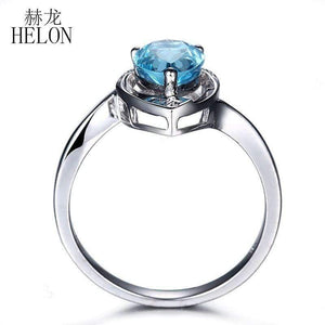 Planet Gates Gemstone Diamonds Jewelry Ring Solid 10K White Gold Natural Diamond Jewelry 8x6mm Pear Cut Blue Topaz Wedding Ring