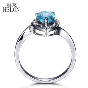 Planet Gates Gemstone Diamonds Jewelry Ring Solid 10K White Gold Natural Diamond Jewelry 8x6mm Pear Cut Blue Topaz Wedding Ring