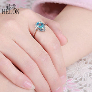 Planet Gates Gemstone Diamonds Jewelry Ring Solid 10K White Gold Natural Diamond Jewelry 8x6mm Pear Cut Blue Topaz Wedding Ring