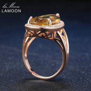 Planet Gates Gemstone Natural TearDrop Citrine 925 Sterling Silver Cocktail Ring Women Jewelry Rose Gold Color