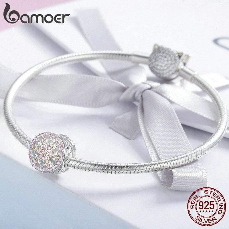 Planet Gates Genuine 925 Sterling Silver Blooming Buds Clear Cubic Zircon Beads Charms fit Bracelets DIY Jewelry Making SCC923