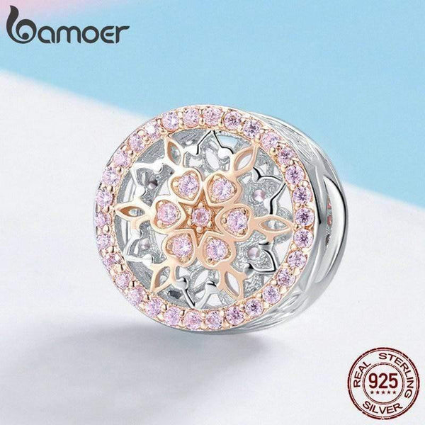 Planet Gates Genuine 925 Sterling Silver Blooming Buds Clear Cubic Zircon Beads Charms fit Bracelets DIY Jewelry Making SCC923