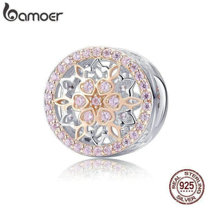 Planet Gates Genuine 925 Sterling Silver Blooming Buds Clear Cubic Zircon Beads Charms fit Bracelets DIY Jewelry Making SCC923