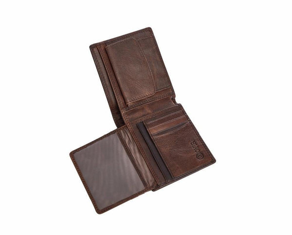 Planet Gates Genuine Crazy Horse Leather Men Wallets Vintage Trifold Wallet Zip Coin Pocket Purse Cowhide Leather Rfid Wallet For Men