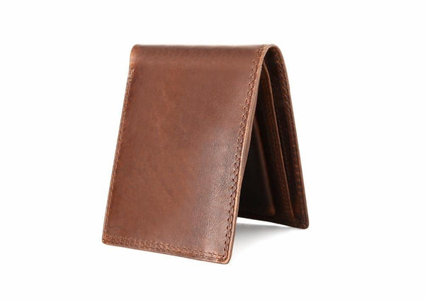 Planet Gates Genuine Crazy Horse Leather Men Wallets Vintage Trifold Wallet Zip Coin Pocket Purse Cowhide Leather Rfid Wallet For Men
