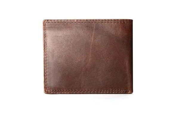 Planet Gates Genuine Crazy Horse Leather Men Wallets Vintage Trifold Wallet Zip Coin Pocket Purse Cowhide Leather Rfid Wallet For Men