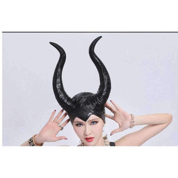 Planet Gates Genuine latex maleficent horns adult women halloween party costume jolie cosplay headpiece hat -Free shipping