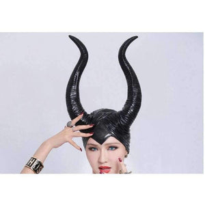 Planet Gates Genuine latex maleficent horns adult women halloween party costume jolie cosplay headpiece hat -Free shipping