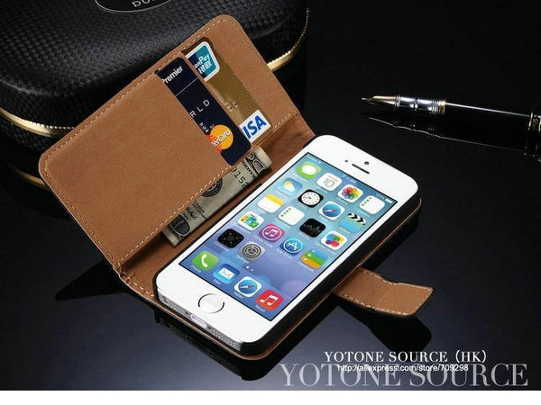 Planet Gates Genuine Leather Case for iPhone 5 5S SE Flip Wallet TOMKAS Stand Design with Card Slot Phone Case For iPhone 5S Cases Coque