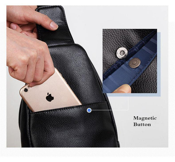 Planet Gates Genuine Leather Crossbody Bag Waterproof Men's Bags Small Single Shoulder Strap Chest Pack Leather Travel Bag N2666