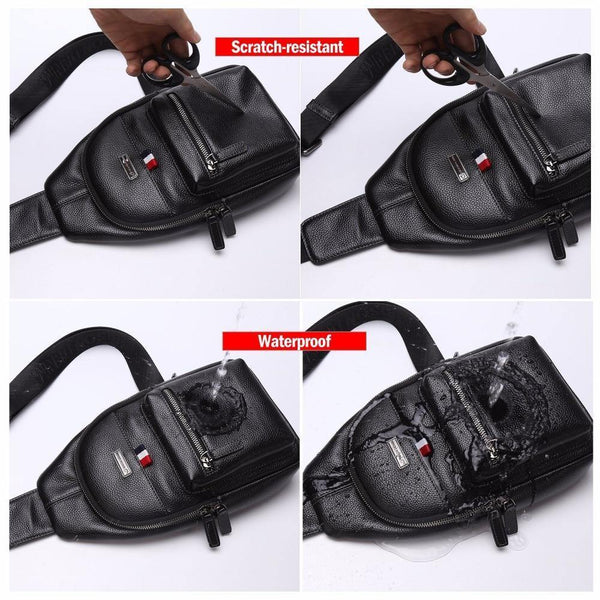 Planet Gates Genuine Leather Crossbody Bag Waterproof Men's Bags Small Single Shoulder Strap Chest Pack Leather Travel Bag N2666