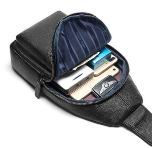 Planet Gates Genuine Leather Crossbody Bag Waterproof Men's Bags Small Single Shoulder Strap Chest Pack Leather Travel Bag N2666