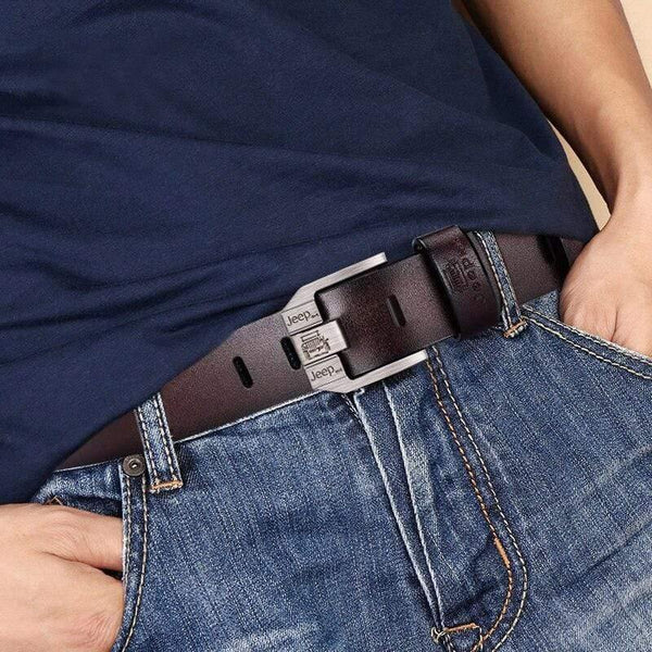 Genuine Leather For Men High Quality Black Buckle Jeans Belt Cowskin Casual Belts Business Belt Cowboy Waistband