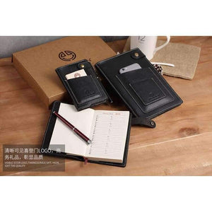 Planet Gates Genuine leather Logo Custom A5 Diary Notebook Travelers Writing Pads Mini A7 Notepad with Pocket Office Planner School Office