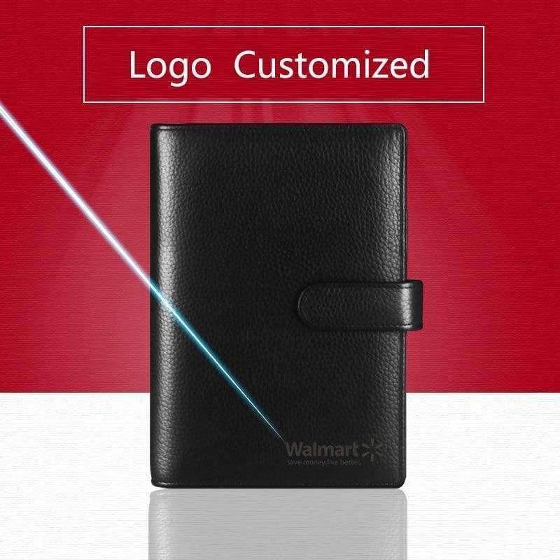 Planet Gates Genuine Leather Logo Custom A5 Notebook Cowhide Travelers Loose leaf Office Commercial Writing Pads Diary Rings Binder