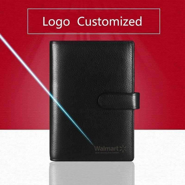 Planet Gates Genuine Leather Logo Custom A5 Notebook Cowhide Travelers Loose leaf Office Commercial Writing Pads Diary Rings Binder