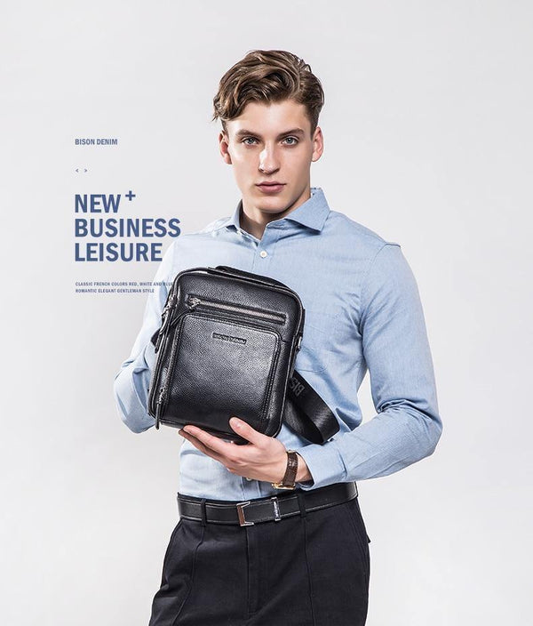 Planet Gates Genuine Leather Men's Bag Business  Shoulder Crossbody Bag Christmas Gift designer handbags high quality N2333-1&2