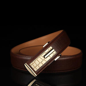 Planet Gates Genuine leather Men's Belt Store Crocodile grain belt Luxury Design alloy metal buckle Business Men belt