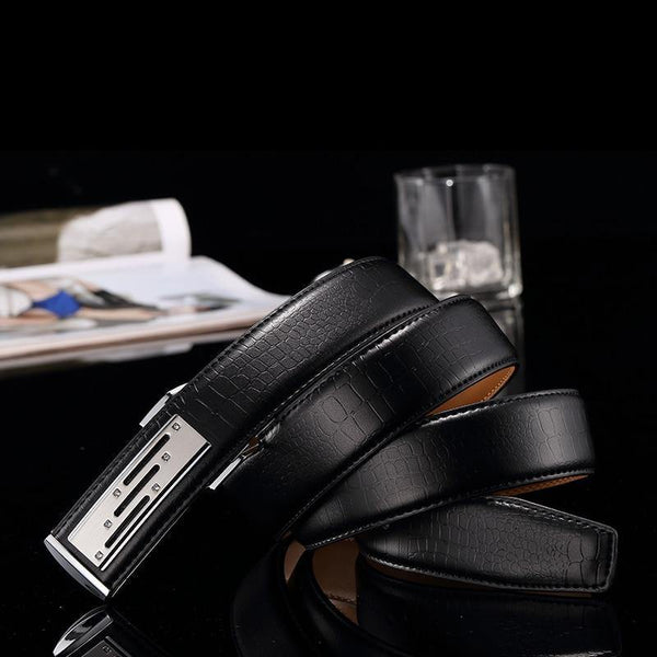 Planet Gates Genuine leather Men's Belt Store Crocodile grain belt Luxury Design alloy metal buckle Business Men belt