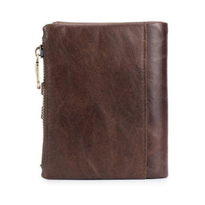 Planet Gates Genuine Leather Men's Wallet Crazy Horse Cowhide Man zipper Coin Purse Brand Male Credit&id Multifunctional Wallet