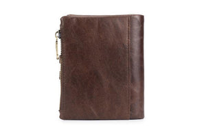 Planet Gates Genuine Leather Men's Wallet Crazy Horse Cowhide Man zipper Coin Purse Brand Male Credit&id Multifunctional Wallet