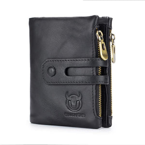 Planet Gates Genuine Leather Men's Wallet Crazy Horse Cowhide Man zipper Coin Purse Brand Male Credit&id Multifunctional Wallet