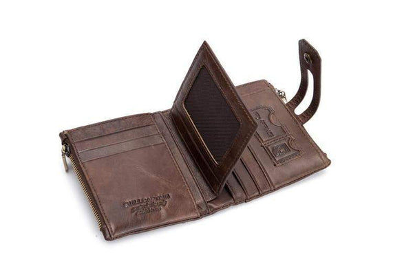 Planet Gates Genuine Leather Men's Wallet Crazy Horse Cowhide Man zipper Coin Purse Brand Male Credit&id Multifunctional Wallet