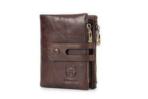 Planet Gates Genuine Leather Men's Wallet Crazy Horse Cowhide Man zipper Coin Purse Brand Male Credit&id Multifunctional Wallet