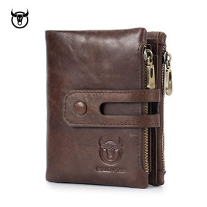 Planet Gates Genuine Leather Men's Wallet Crazy Horse Cowhide Man zipper Coin Purse Brand Male Credit&id Multifunctional Wallet