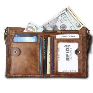 Planet Gates Genuine Leather Men Wallet Small Zipper Pocket Men Wallets Portomonee Male Short Coin Purse Brand Carteira For Rfid