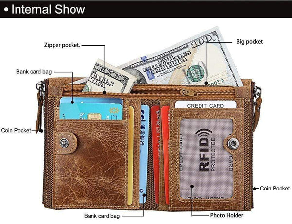 Planet Gates Genuine Leather Men Wallet Small Zipper Pocket Men Wallets Portomonee Male Short Coin Purse Brand Carteira For Rfid