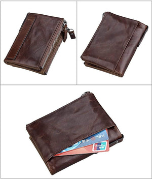 Planet Gates Genuine Leather Men Wallet Small Zipper Pocket Men Wallets Portomonee Male Short Coin Purse Brand Carteira For Rfid