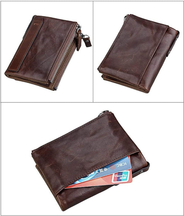 Planet Gates Genuine Leather Men Wallet Small Zipper Pocket Men Wallets Portomonee Male Short Coin Purse Brand Carteira For Rfid