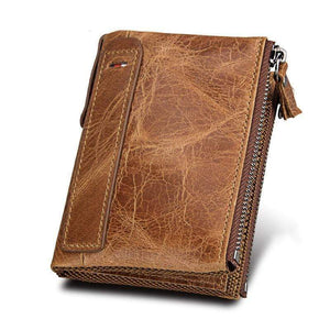 Planet Gates Genuine Leather Men Wallet Small Zipper Pocket Men Wallets Portomonee Male Short Coin Purse Brand Carteira For Rfid