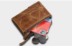 Planet Gates Genuine Leather Men Wallet Small Zipper Pocket Men Wallets Portomonee Male Short Coin Purse Brand Carteira For Rfid