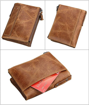 Planet Gates Genuine Leather Men Wallet Small Zipper Pocket Men Wallets Portomonee Male Short Coin Purse Brand Carteira For Rfid