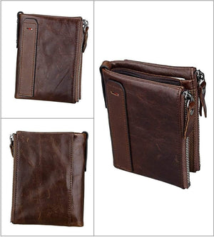 Planet Gates Genuine Leather Men Wallet Small Zipper Pocket Men Wallets Portomonee Male Short Coin Purse Brand Carteira For Rfid