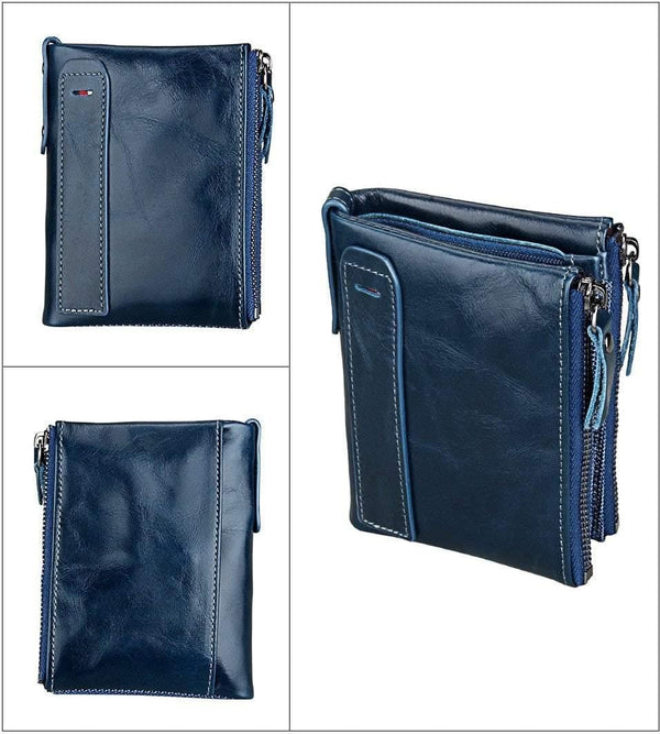 Planet Gates Genuine Leather Men Wallet Small Zipper Pocket Men Wallets Portomonee Male Short Coin Purse Brand Carteira For Rfid