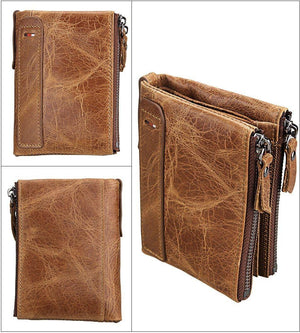 Planet Gates Genuine Leather Men Wallet Small Zipper Pocket Men Wallets Portomonee Male Short Coin Purse Brand Carteira For Rfid