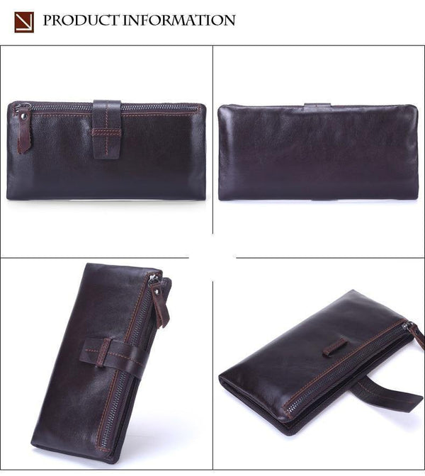 Planet Gates Genuine Leather Men Wallets Casual Zipper Coin Purse With Card Holder Brand Cowhide Long Wallet Clutch For Male