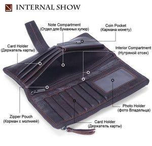 Planet Gates Genuine Leather Men Wallets Casual Zipper Coin Purse With Card Holder Brand Cowhide Long Wallet Clutch For Male