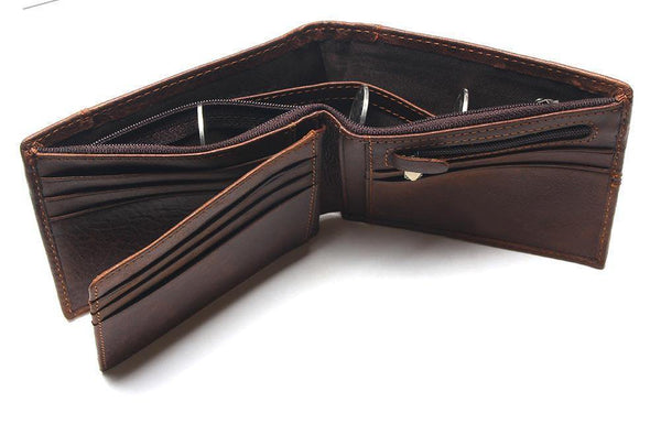 Planet Gates Genuine Leather Men Wallets Coin Pocket Zipper Men's Leather Wallet With Coin Purse Portfolio Cartera