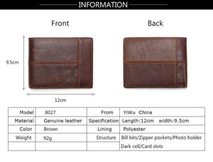 Planet Gates Genuine Leather Men Wallets Coin Pocket Zipper Men's Leather Wallet With Coin Purse Portfolio Cartera