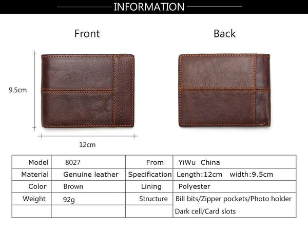 Planet Gates Genuine Leather Men Wallets Coin Pocket Zipper Men's Leather Wallet With Coin Purse Portfolio Cartera