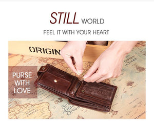 Planet Gates Genuine Leather Men Wallets Short 100% Top Quality Fashion High Quality Coin Purse  Original Brand